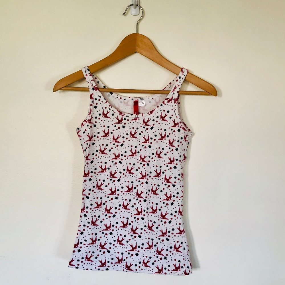 H&M Sailor Jerry Bird Red White & Black Tank Top